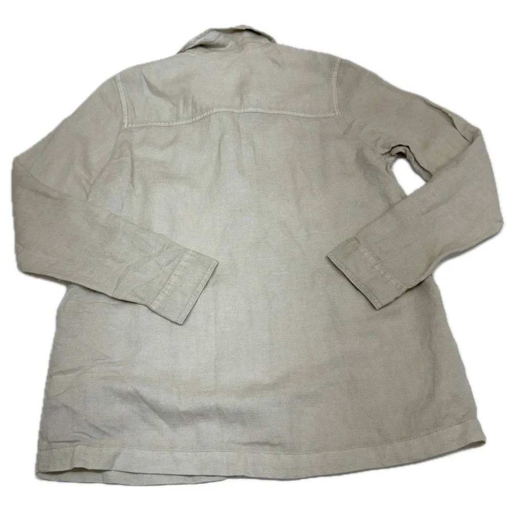 Nicole Miller Jacket Womens Small Beige Linen‎ Blend Coastal Grandma Boho